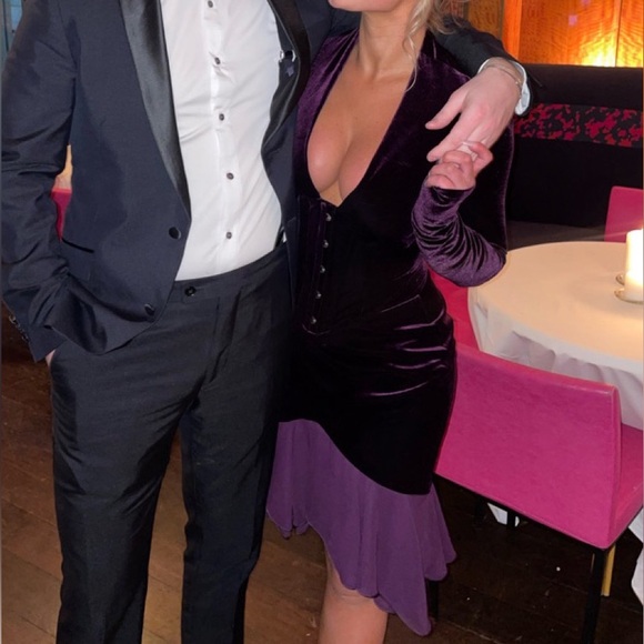 House of CB Dahna Dark Purple Velvet Corset Dress - Picture 3 of 11